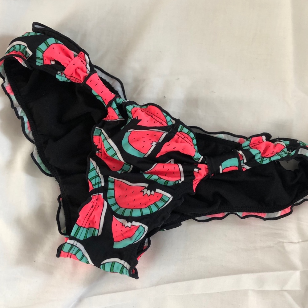 Rouched back watermelon bikini bottoms